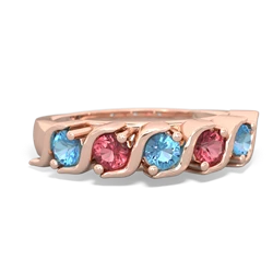 Blue Topaz Anniversary Band 14K Rose Gold ring R2089