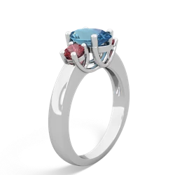 Blue Topaz Three Stone Oval Trellis 14K White Gold ring R4024