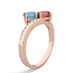 Blue Topaz Channel Set Two Stone 14K Rose Gold ring R5303