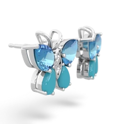 Blue Topaz Butterfly 14K White Gold earrings E2215