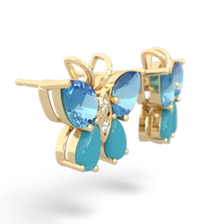 Blue Topaz Butterfly 14K Yellow Gold earrings E2215