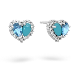 Blue Topaz Halo 14K White Gold earrings E7008