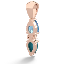 Blue Topaz Bowtie Drop 14K Rose Gold pendant P0865