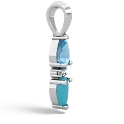 Blue Topaz Bowtie Drop 14K White Gold pendant P0865