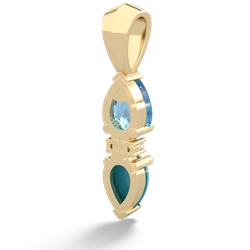 Blue Topaz Bowtie Drop 14K Yellow Gold pendant P0865