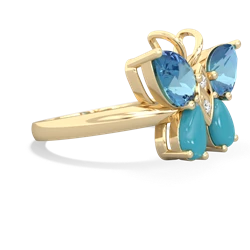 Blue Topaz Butterfly 14K Yellow Gold ring R2215