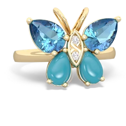 Blue Topaz Butterfly 14K Yellow Gold ring R2215