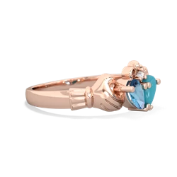 Blue Topaz 'Our Heart' Claddagh 14K Rose Gold ring R2388