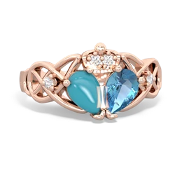 Blue Topaz 'One Heart' Celtic Knot Claddagh 14K Rose Gold ring R5322