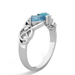 Blue Topaz 'One Heart' Celtic Knot Claddagh 14K White Gold ring R5322