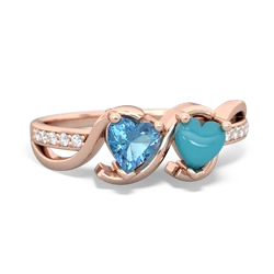 Blue Topaz Side By Side 14K Rose Gold ring R3090