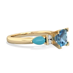 Blue Topaz 6Mm Princess Eternal Embrace Engagement 14K Yellow Gold ring C2002