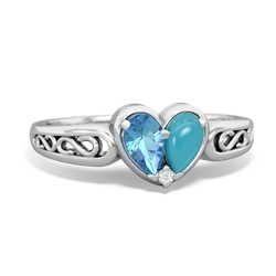 Blue Topaz Filligree 'One Heart' 14K White Gold ring R5070