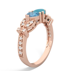 Blue Topaz Diamond Butterflies 14K Rose Gold ring R5601