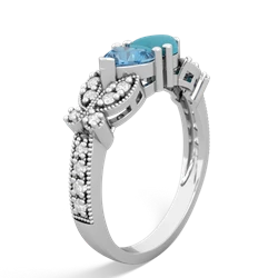 Blue Topaz Diamond Butterflies 14K White Gold ring R5601