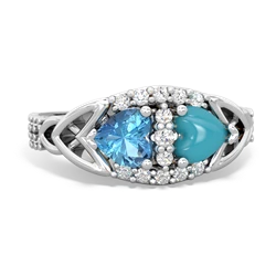 Blue Topaz Sparkling Celtic Knot 14K White Gold ring R2645