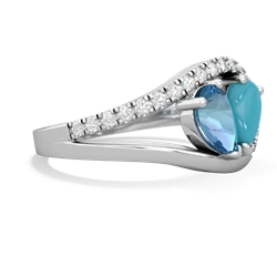 Blue Topaz Nestled Heart Keepsake 14K White Gold ring R5650