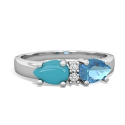 Blue Topaz Pear Bowtie 14K White Gold ring R0865