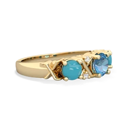 Blue Topaz Hugs And Kisses 14K Yellow Gold ring R5016