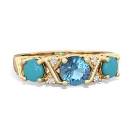 Blue Topaz Hugs And Kisses 14K Yellow Gold ring R5016