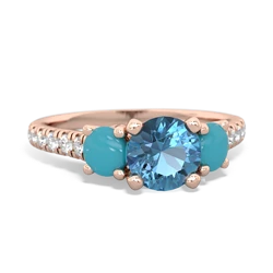 Blue Topaz Pave Trellis 14K Rose Gold ring R5500