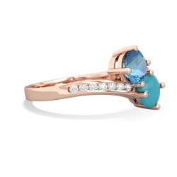 Blue Topaz Channel Set Two Stone 14K Rose Gold ring R5303