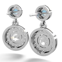 Blue Topaz Halo Dangle 14K White Gold earrings E5319