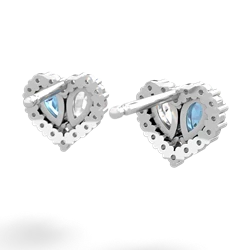 Blue Topaz Halo 14K White Gold earrings E7008