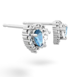 Blue Topaz Halo 14K White Gold earrings E7008