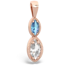 Blue Topaz Antique-Style Halo 14K Rose Gold pendant P5700