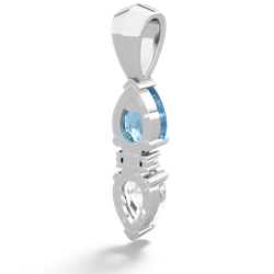 Blue Topaz Bowtie Drop 14K White Gold pendant P0865