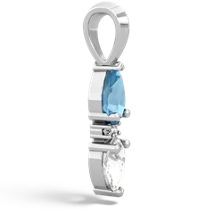 Blue Topaz Bowtie Drop 14K White Gold pendant P0865