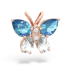 Blue Topaz Butterfly 14K Rose Gold pendant P2215