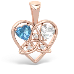 Blue Topaz Celtic Trinity Heart 14K Rose Gold pendant P5331