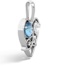 Blue Topaz Celtic Trinity Heart 14K White Gold pendant P5331