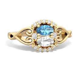 Blue Topaz Love Nest 14K Yellow Gold ring R5860