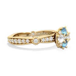 Blue Topaz Sparkling Tiara Cluster 14K Yellow Gold ring R26293RD