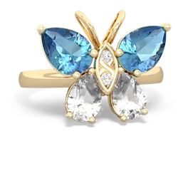 Blue Topaz Butterfly 14K Yellow Gold ring R2215