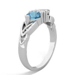 Blue Topaz Celtic Knot Double Heart 14K White Gold ring R5040