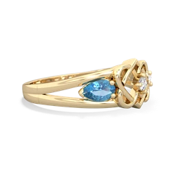 Blue Topaz Hearts Intertwined 14K Yellow Gold ring R5880