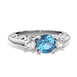 Blue Topaz Art Deco Eternal Embrace Engagement 14K White Gold ring C2003