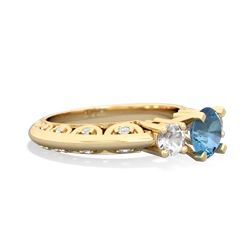 Blue Topaz Art Deco Eternal Embrace Engagement 14K Yellow Gold ring C2003