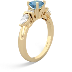 Blue Topaz 6Mm Round Eternal Embrace Engagement 14K Yellow Gold ring R2005