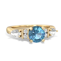 Blue Topaz 6Mm Round Eternal Embrace Engagement 14K Yellow Gold ring R2005