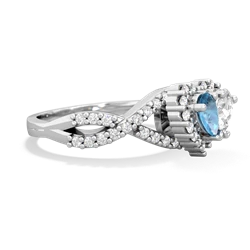 Blue Topaz Diamond Twist 'One Heart' 14K White Gold ring R2640HRT