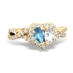 Blue Topaz Diamond Twist 'One Heart' 14K Yellow Gold ring R2640HRT