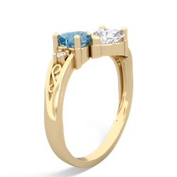 Blue Topaz Snuggling Hearts 14K Yellow Gold ring R2178