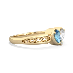 Blue Topaz Filligree 'One Heart' 14K Yellow Gold ring R5070