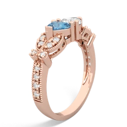 Blue Topaz Diamond Butterflies 14K Rose Gold ring R5601