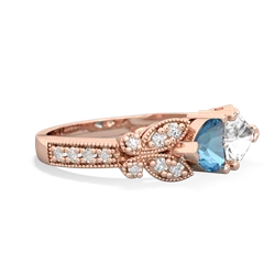 Blue Topaz Diamond Butterflies 14K Rose Gold ring R5601